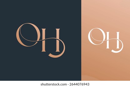 Letra inicial OH HO logotipo design vetor ilustração para casal, casamento e negócios
