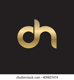 initial letter oh linked round lowercase logo gold black background