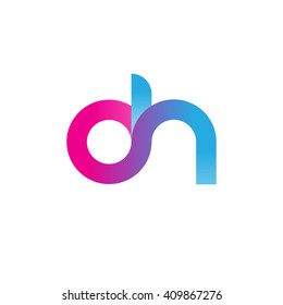 initial letter oh linked round lowercase logo pink blue purple