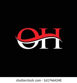 Initial Letter OH Logo Design Vector Template. Red And White OH Vector Illustration