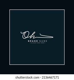 Initial Letter OH Logo - Handwritten Signature Logo