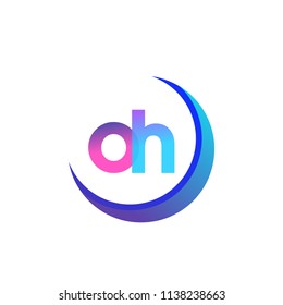 initial letter OH logotype company name, coloreful and swoosh design. vector logo for business and company identity.