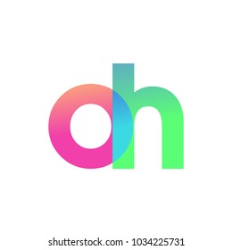 Initial Letter OH Lowercase Logo green, pink and Blue, Modern and Simple Logo Design.