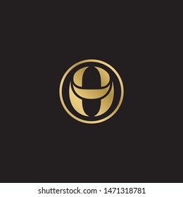 Initial letter oh uppercase modern logo design template elements. Gold letter Isolated on black  background. Suitable for business, consulting group company.