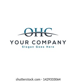Initial letter OHC, overlapping movement swoosh horizon logo company design inspiration in blue and gray color vector