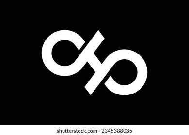 Initial letter ohp,dhp logo design template on black background