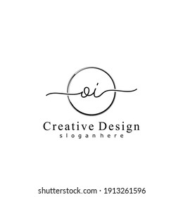 Ursprünglicher Brief OI Kalligrafie handgeschriebenes Logo. Handgeschriebenes Alphabet in der Logo-Vorlage. Buchstaben und Alphabet für Ihr Logo-Design.