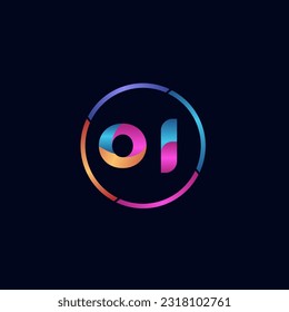Initial letter OI curve rounded logo, gradient vibrant colorful glossy 