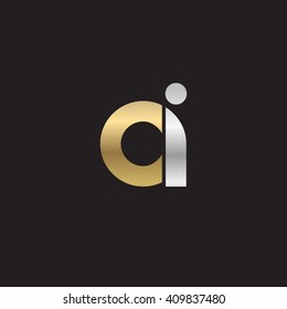 initial letter oi linked round lowercase logo gold silver black background