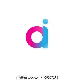 initial letter oi linked round lowercase logo pink blue purple