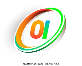 initial letter OI logotype company name colored orange and green circle and swoosh design, modern logo concept. vector logo for business and company identity.