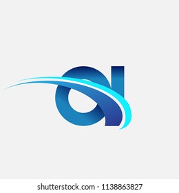 initial letter OI logotype company name colored blue and swoosh design. vector logo for business and company identity.
