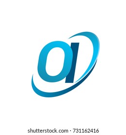 initial letter OI logotype company name colored blue swoosh design concept. vector logo for business and company identity.