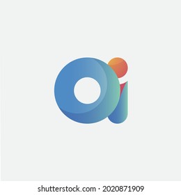 initial letter OI modern linked circle round lowercase logo