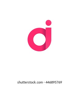 initial letter oi modern linked circle round lowercase logo pink