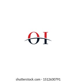 Initial letter OI, overlapping movement swoosh horizon logo company design inspiration in red and dark blue color vector