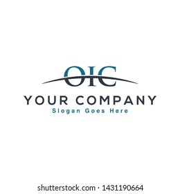 Initial letter OIC, overlapping movement swoosh horizon logo company design inspiration in blue and gray color vector