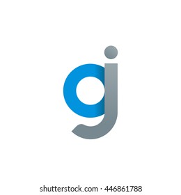 initial letter oj, gj, modern linked circle round lowercase logo blue gray