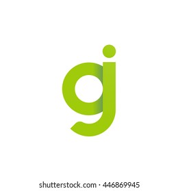initial letter oj, gj, modern linked circle round lowercase logo green
