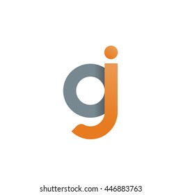 initial letter oj, gj, modern linked circle round lowercase logo orange gray