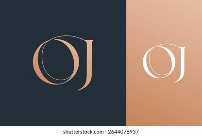 Ilustración vectorial inicial del diseño del logotipo de OJ JO para la pareja, la boda y el negocio