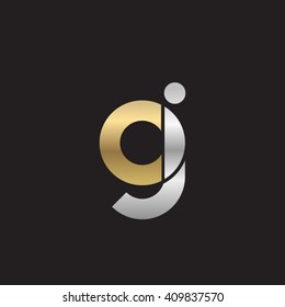 initial letter oj linked round lowercase logo gold silver black background