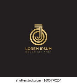 Initial Letter OJ linked uppercase overlap modern gold logo vector design template. Suitable for business, consulting group company.