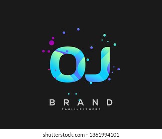 Initial letter OJ logo with colorful background, letter combination logo design for creative industry, web, business and company. - Vector
