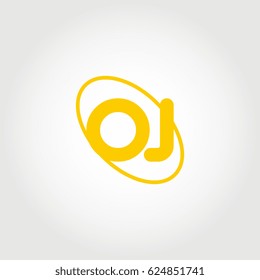 initial letter oj logo yellow on white background