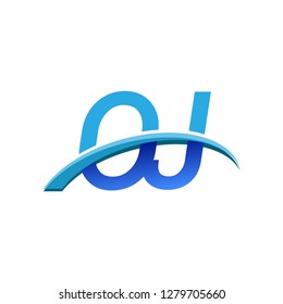 initial letter OJ logotype company name colored blue and swoosh design. vector logo for business and company identity.