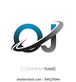 initial letter OJ logotype company name colored blue and grey swoosh design. logo design for business and company identity.
