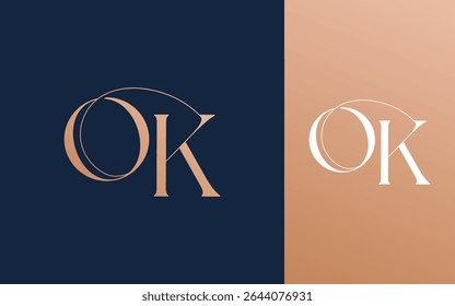 Letra inicial OK KO logotipo design vetor ilustração para casal, casamento e negócios
