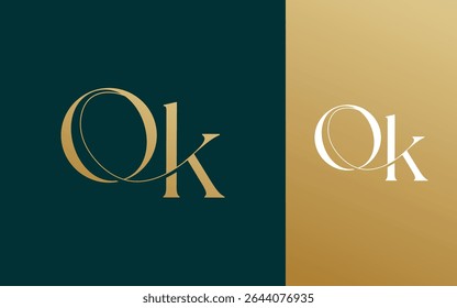 Letra inicial OK KO logotipo design vetor ilustração para casal, casamento e negócios