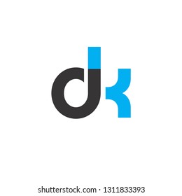 Initial Letter OK Linked Circle Lowercase Logo Black Blue Icon Design Template Element - Vector