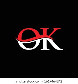 Initial Letter OK Logo Design Vector Template. Red And White OK Vector Illustration