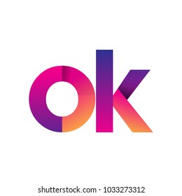 Initial Letter OK Logo Lowercase, magenta and orange, Modern and Simple Logo Design.