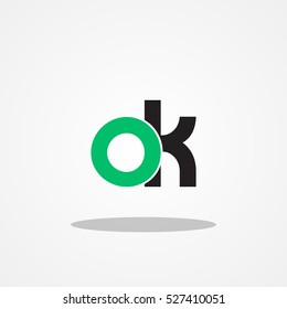 Initial letter OK lowercase logo design template green black