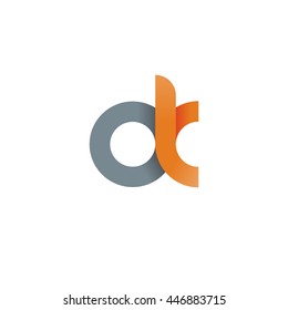 initial letter ok modern linked circle round lowercase logo orange gray