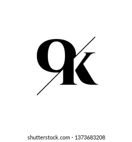 Initial Letter OK Monogram Sliced. Logo template isolated on white background