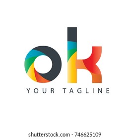 Initial Letter OK Rounded Design Logo