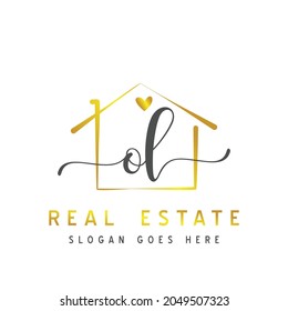 Initial letter OL calligraphy handwritten Real estate logo concept. Handwritten alphabet in the logo template. Letters and Alphabet for your logo design.