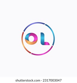 Initial letter OL curve rounded logo, gradient vibrant colorful glossy 