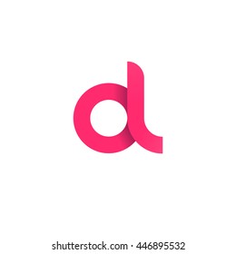 initial letter ol, dl, modern linked circle round lowercase logo pink