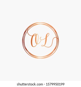 initial letter OL handwritten with circle element template. Creative fashion logo design, couple initial name , beauty icon. Logo with hand drawn style for wedding concept - vector