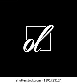 Initial letter OL LO minimalist art monogram shape logo, white color on black background