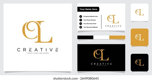 Initial Letter OL logo design template with business card design