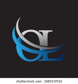 initial letter OL logotype company name colored blue and grey swoosh design. vector logo for business and company identity.