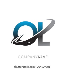 initial letter OL logotype company name colored blue and grey swoosh design. logo design for business and company identity.