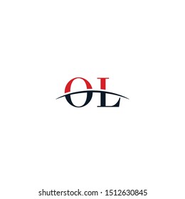 Initial letter OL, overlapping movement swoosh horizon logo company design inspiration in red and dark blue color vector