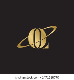 Initial letter ol uppercase modern logo design template elements. Gold letter Isolated on black  background. Suitable for business, consulting group company.